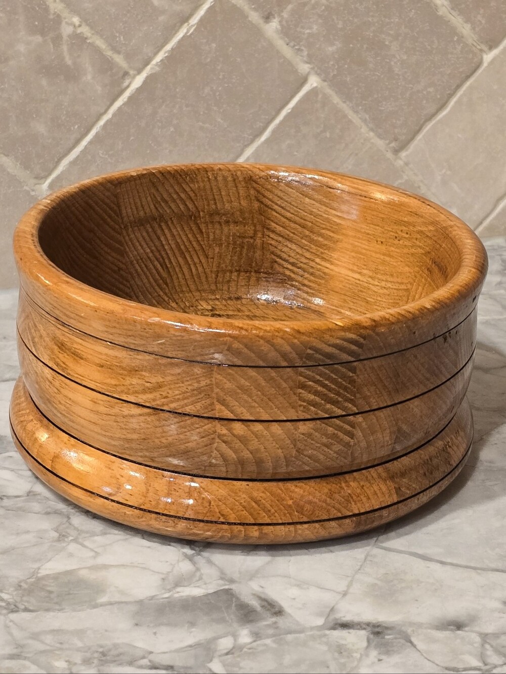 Vintage Carved Wood 8" Bowl Organic Modern Servingware